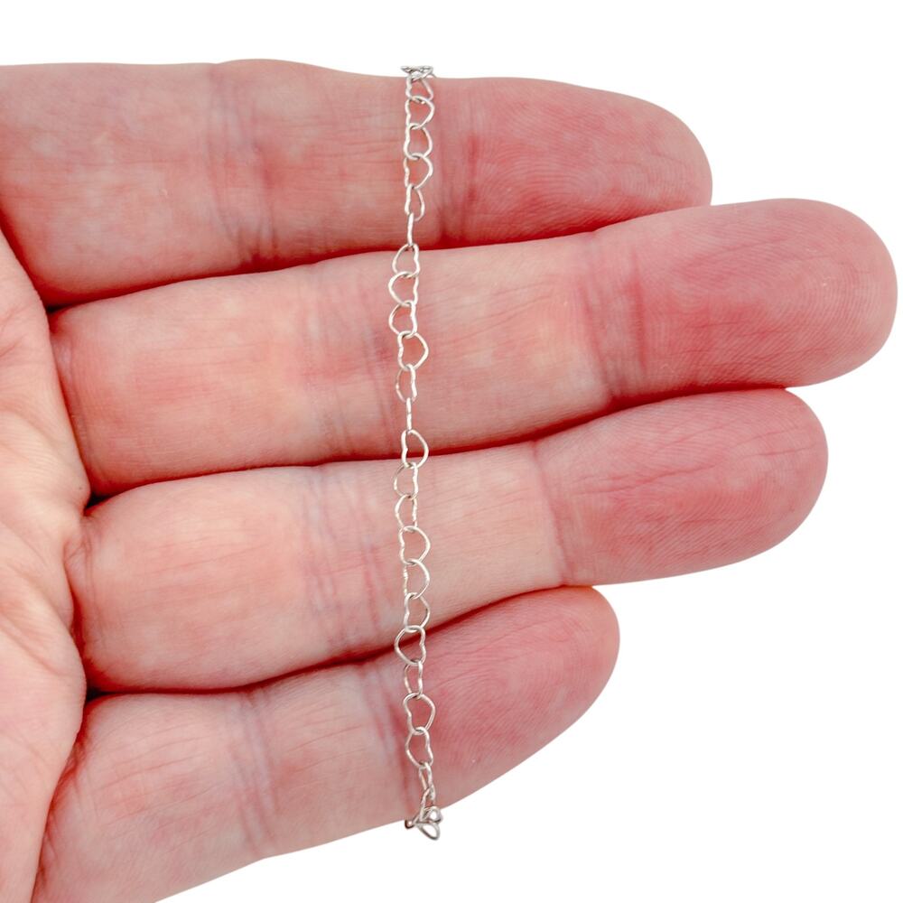 Vintage Sterling Silver 925 Heart Link Anklet 9"